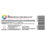 Vivid Shimmer Rose Gold Edible Metallic Dust Information label