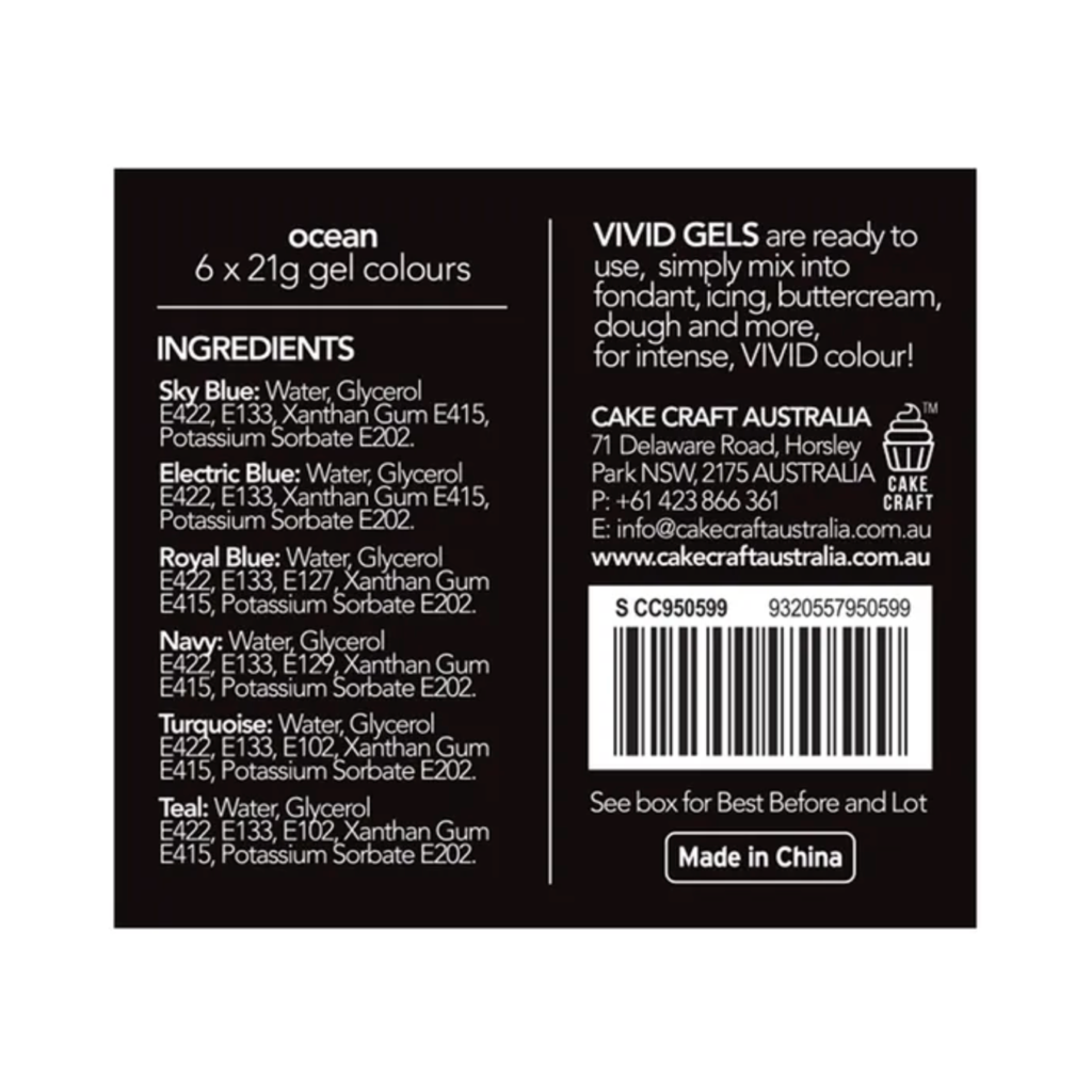 Vivid Ocean 6 Pack Gel Colours 6 x 21g