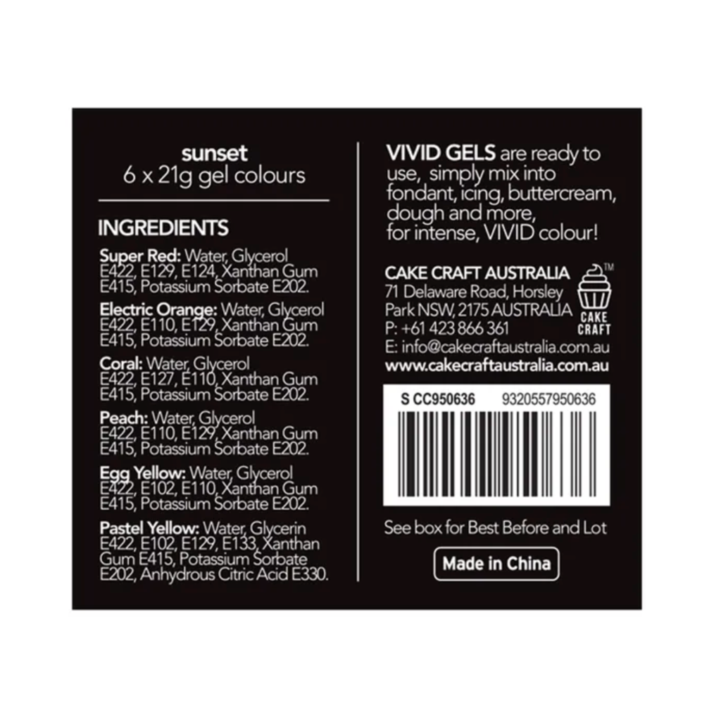Vivid Sunset 6 Pack Gel Colours 6 x 21g | BB 10/23