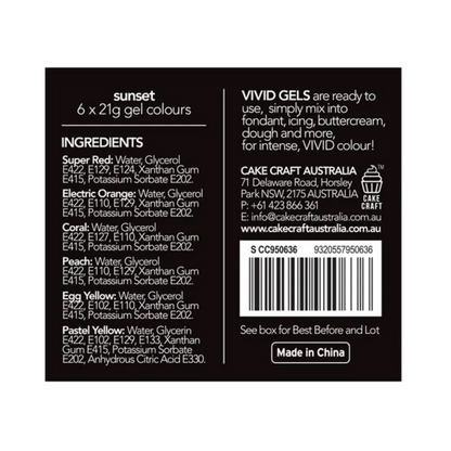 Vivid Sunset 6 Pack Gel Colours 6 x 21g | BB 10/23